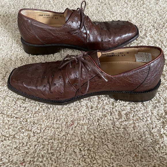 Studio Belvedere Full Quill Ostrich Leather Oxford Dress Shoes - Size 10.5 - Picture 8 of 16